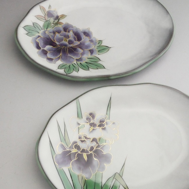 白掛紫草花銘々皿揃え 陶あん - 京焼清水焼 松韻堂