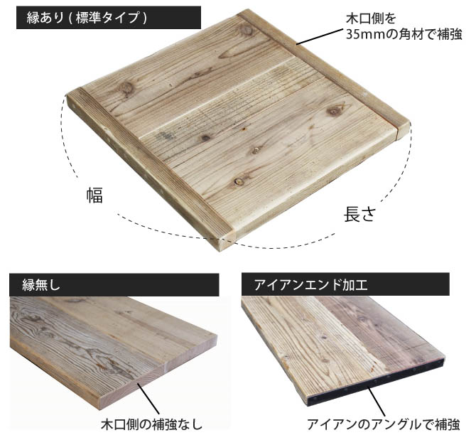 WOODPRO本店】OLD ASHIBA 天板（幅はぎ材） 厚み 35mm 足場板 古材