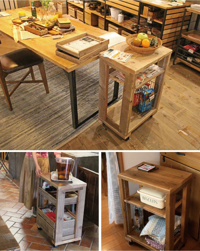 WOODPRO | OLD ASHIBA（足場板古材）キッチンワゴンの通販はこちら