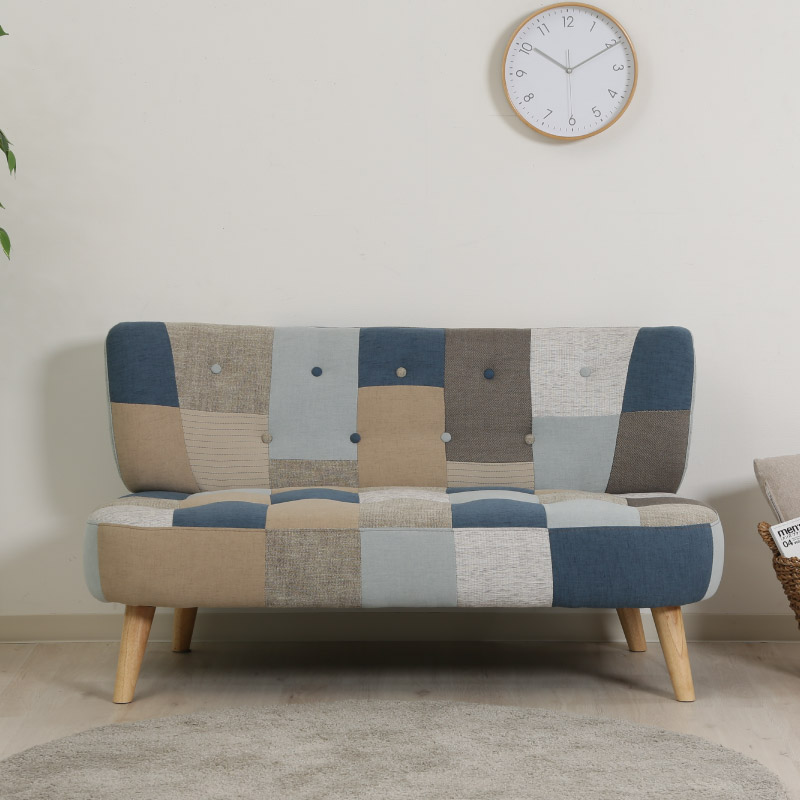 ユアサプライムス.com｜33368 ソファ 2P デイジー パッチワーク ブルー