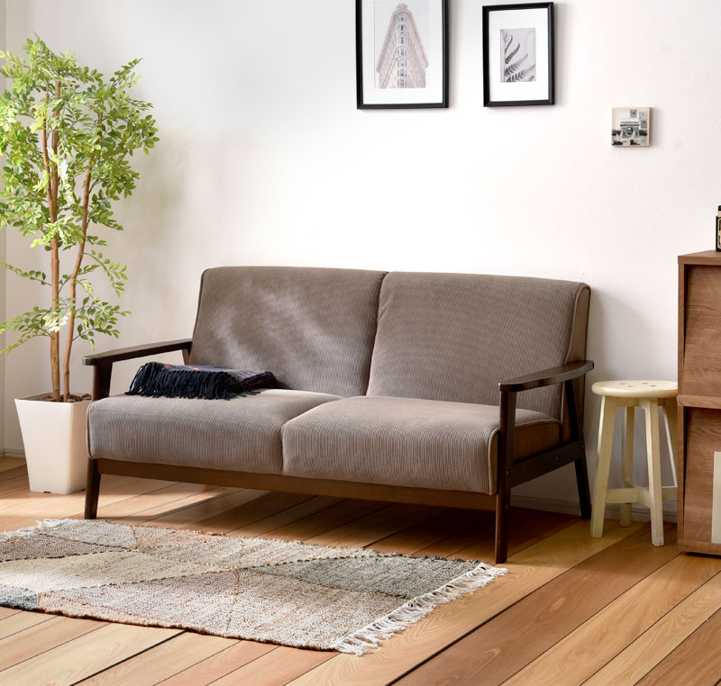 コーデュロイ 天然木フレーム 2.5人掛け 2.5Pソファ MOOD｜ユニット