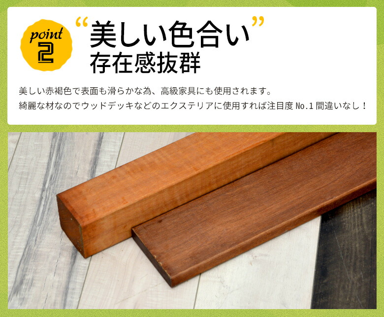 楽天市場】ウッドデッキ材 アマゾンジャラ 20×105×1500mm 1本 【3.5kg