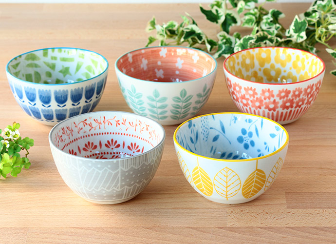 楽天市場】ボウル どんぶり 北欧 フラワー 5柄セット 径12.5cm 480ml
