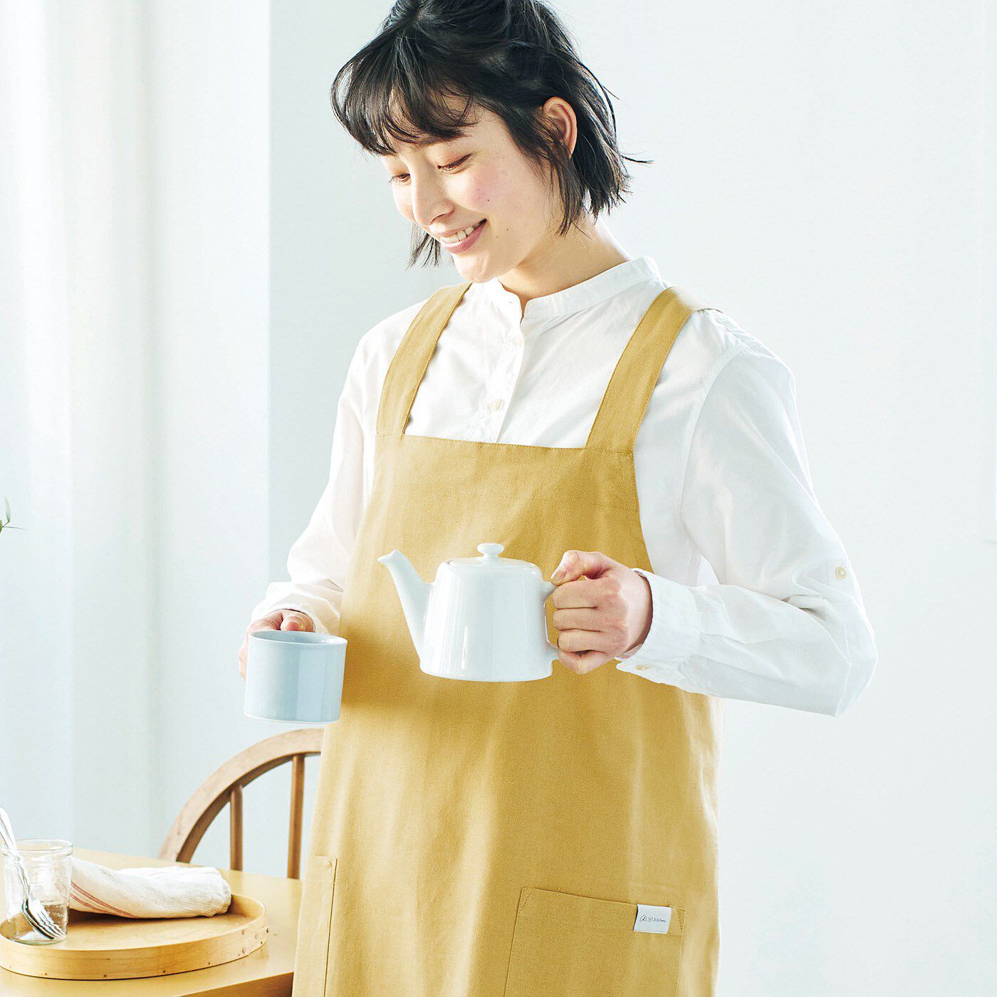 エスキューブキッチンズ かぶるだけでさっと着脱 ニュアンスカラーの