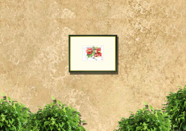 椿」24・水彩（画寸128×185・額寸318×410mm）志村好子