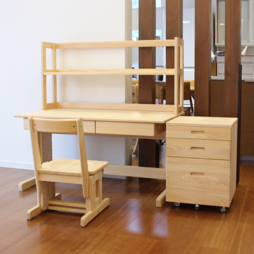 ヒノキ学習机 コモ LM型 115×60cm 高さ調節 木製 無垢デスク