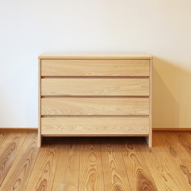 チェスト 4段 引出収納 ヒノキ 木製 無垢 タンス 箪笥