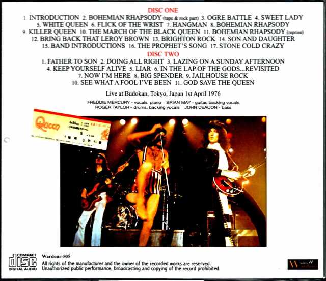 Queen クィーン/Tokyo,Japan 4.1.1976 Complete