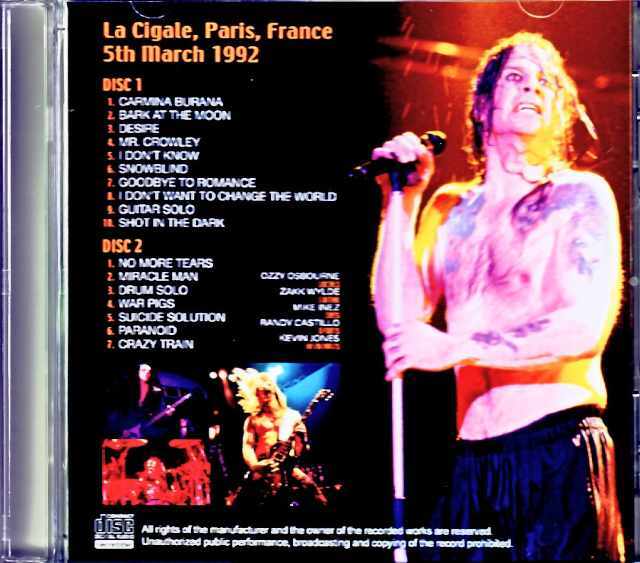 Ozzy Osbourne オジー・オズボーン/France 03.05.1992 Complete