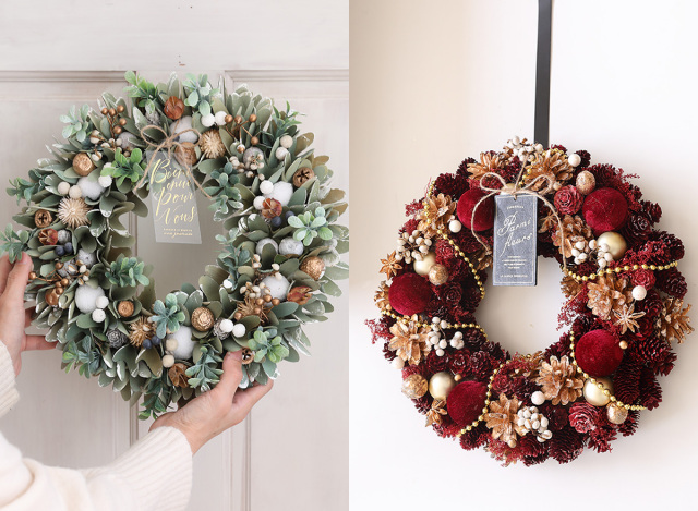 クリスマス輸入リースLサイズ【輸入ドライリース】 - 直径約32～35cm