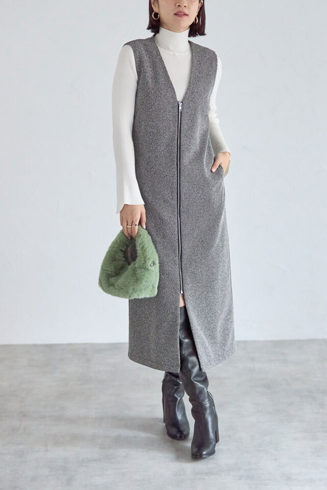 金子麻貴さん着用】フロントジップジャンスカ