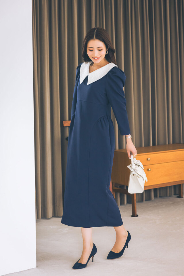 mana maruyamaさんコラボ】レースカラーコクーンワンピース