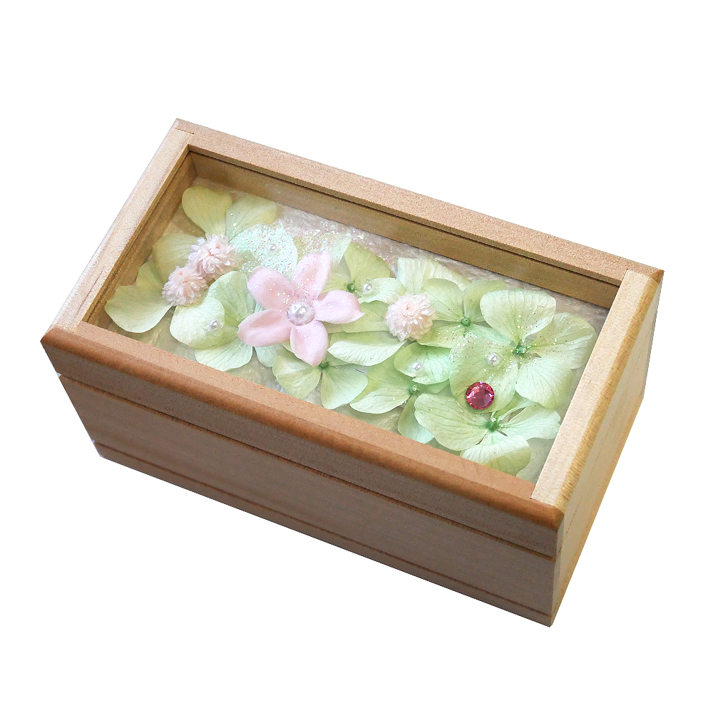 京都 北山 NONA フラワーアレンジメント オルゴール 18弁 白木箱角形