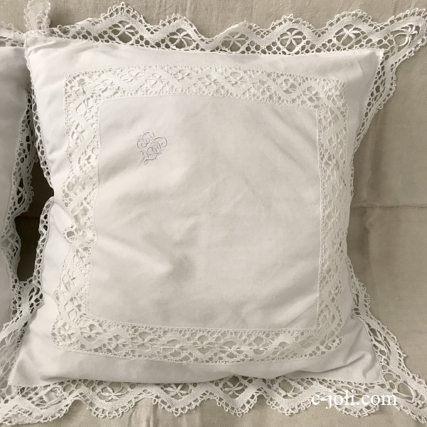 パリ発送】B1607 フランスアンティークコットンピローケース