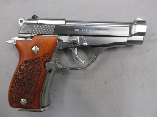 マルシン】ベレッタ M84 シルバー ABS 強化版・木製グリップ モデルガン