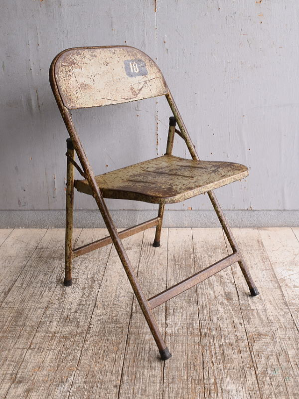 フレンチ アンティーク フォールディング アイアンチェア 椅子 10558