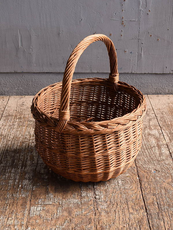 イギリス アンティーク バスケット 籐かご ガーデニング 12485