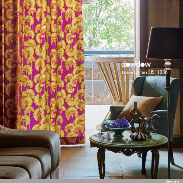 エスニック ビンテージ】フローラルアートのドレープカーテン