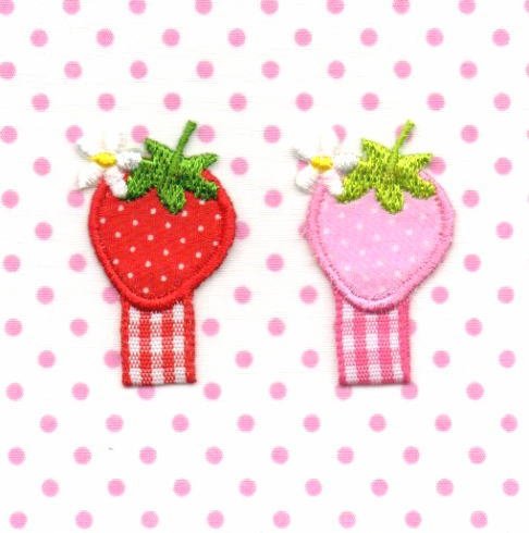 いちごの名札用アイロンワッペン☆苺アップリケ通販☆【ファーニー】