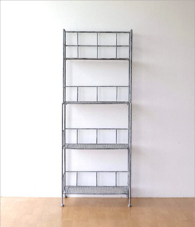 棚 シェルフ ラック 4段 アイアン メッシュ 本棚 収納棚 おしゃれ