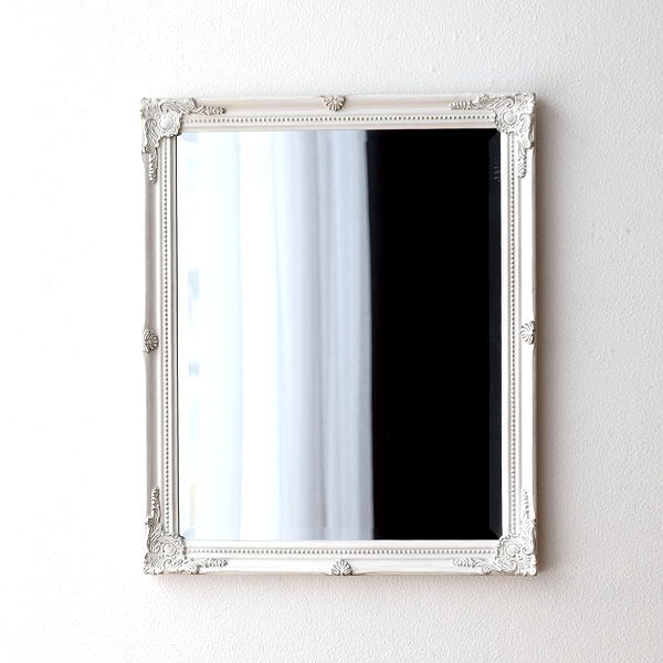 ウォールミラー ホワイト 白 壁掛けミラー 鏡 壁掛け アンティーク