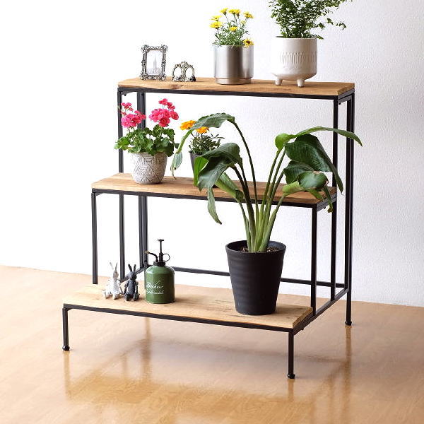 フラワースタンド 3段 木製 アイアン 花台 植木鉢 盆栽 鉢植え 観葉