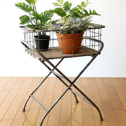 フラワースタンド アイアン 木製 おしゃれ フラワーラック かご 花台