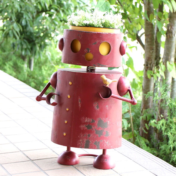 植木鉢 かわいい ブリキ ロボット 鉢 5号 おしゃれ オブジェ 置物
