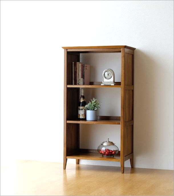 本棚 チーク 無垢材 オープンラック 飾り棚 幅60 奥行35 チークフリー