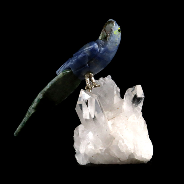 天然石 鳥 置き物 オーナメント 宝石鳥 インコ ソーダライト オウム