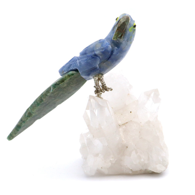 天然石 鳥 置き物 オーナメント 宝石鳥 インコ ソーダライト オウム