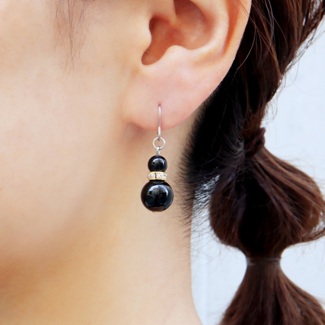 モリオン ピアス 黒水晶 ツイン 両耳用 レディース 可愛い 天然石