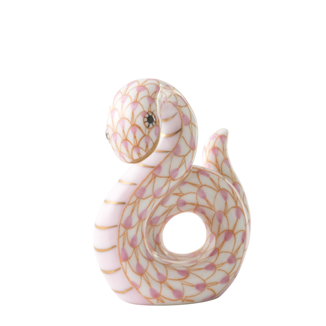 干支置物・へび（ピンク・オレンジ）