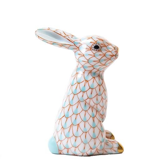 干支置物・うさぎ（ターコイズ・オレンジ）