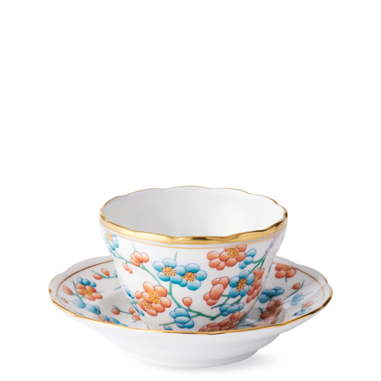 白地紅梅] オリエンタルカップ&ソーサー