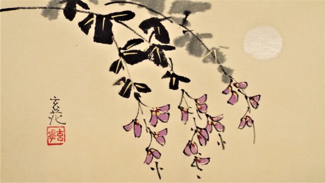 萩,紫陽花,ミニ掛軸,今井玄花さんの肉筆画 手しごと屋彦兵衛