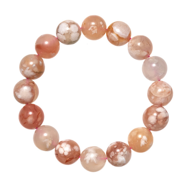 ブレスレット 桜瑪瑙（チェリーブロッサムアゲート） （マダガスカル産