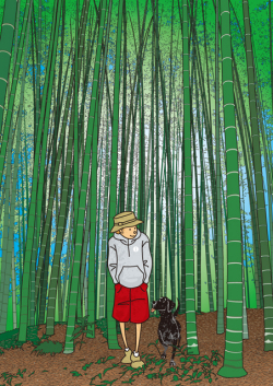 額装ジクレーイラスト「竹林」 ジュジュタケシミュージアムショップ