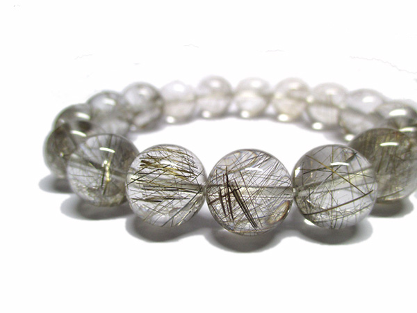 高品質 シルバールチルクォーツ ブレスレット 約12mm 天然石専門店/鬮石