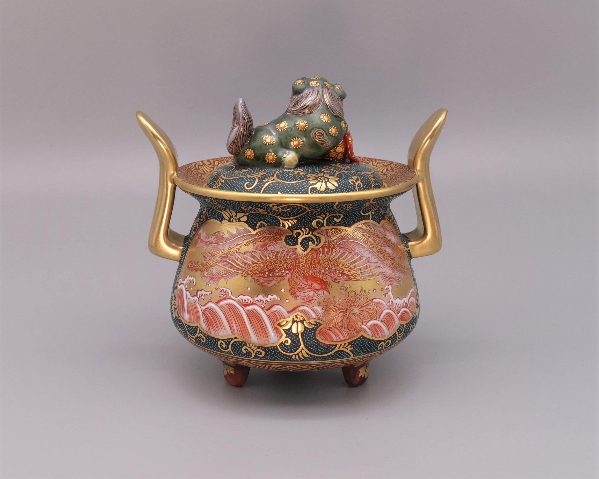 香炉（獅子蓋） 本金七福神 [ 中田錦峰 ]