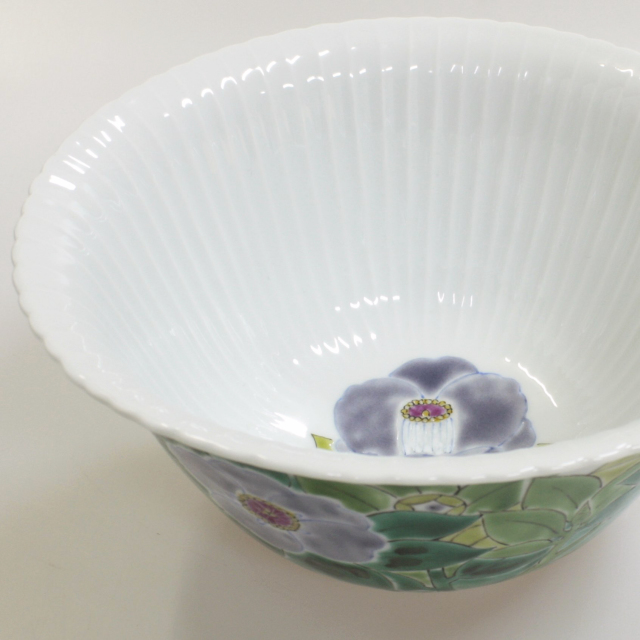 九谷焼アウトレット50％OFF!! 難あり 九谷焼7号鉢 椿 川田稔 【九谷焼