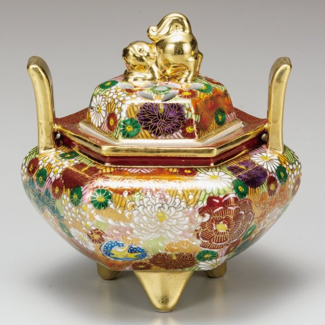 高級ギフト ご贈答品 九谷焼4.5号香炉 金花詰 【九谷焼販売のうつわの