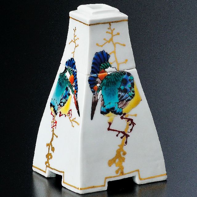 希少】九谷焼 武腰潤 飾皿 川蝉 共箱付き カワセミ 作家もの 皿 工芸品