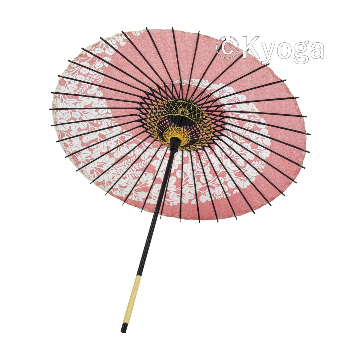 薔薇のステンシルとカッティングの折り畳みラウンドテーブル60cmピンク