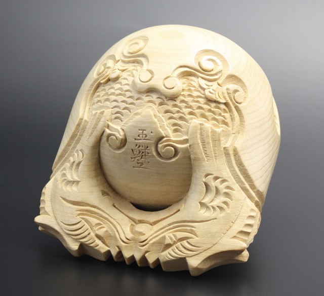 仏具 木魚 本楠 上彫 7寸