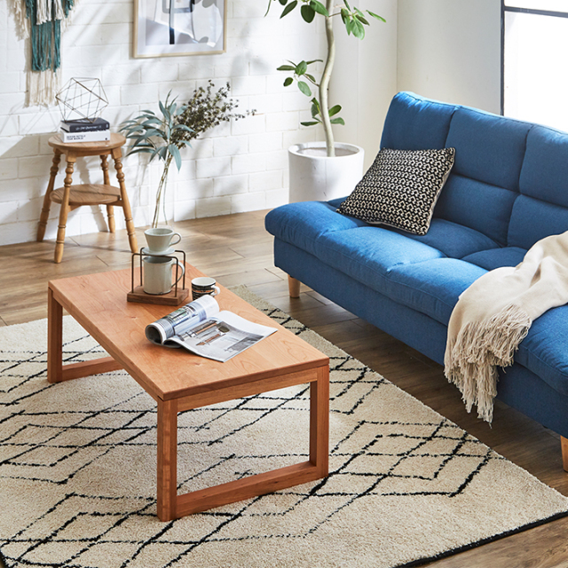 凛／RIN センターテーブル(四角脚) ローテーブル W1000（ブラック