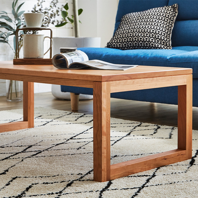 凛／RIN センターテーブル(四角脚) ローテーブル W1000（ブラック