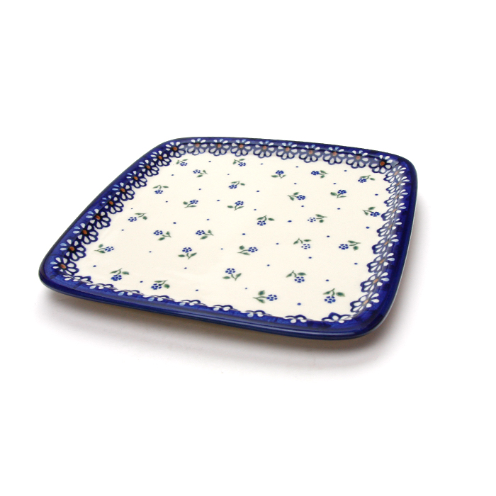 デザートプレート20cm×20cmポーリッシュポタリー(ポーランド食器)
