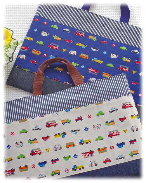 幼稚園保育園入園入学グッズ 絵本入れ手さげ袋レッスンバッグ 手作り