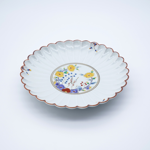 菊割7寸皿(白)｜空萌工房(そらもえこうぼう)｜田口紀美子